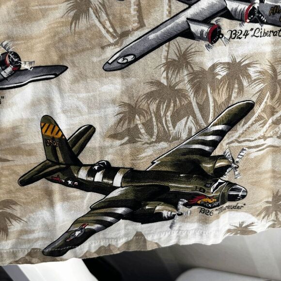 Vintage Kalaheo Shirt Men's XL Hawaiian Military Bomber War WW2 Planes Polo EUC - Picture 4 of 9